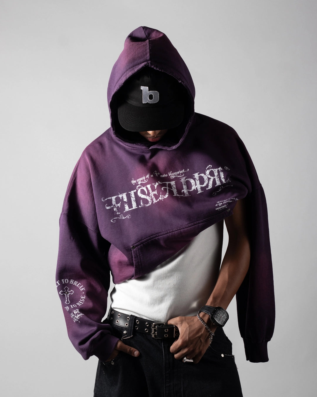 Hoodie Broken Blueprint Purple