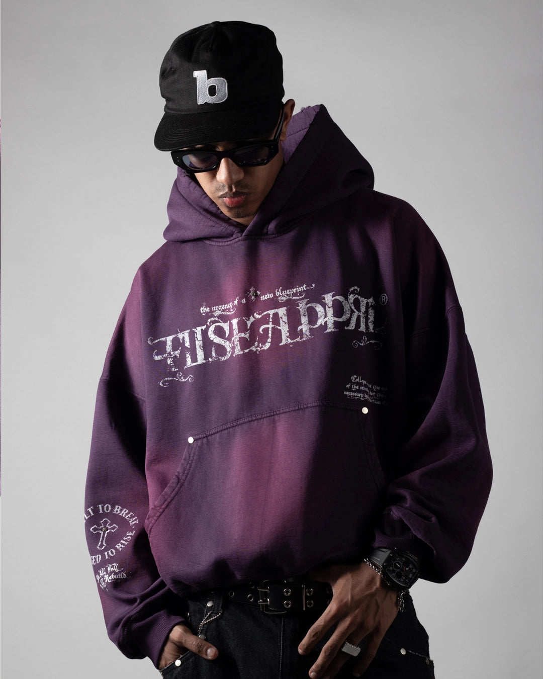 Hoodie Broken Blueprint Purple