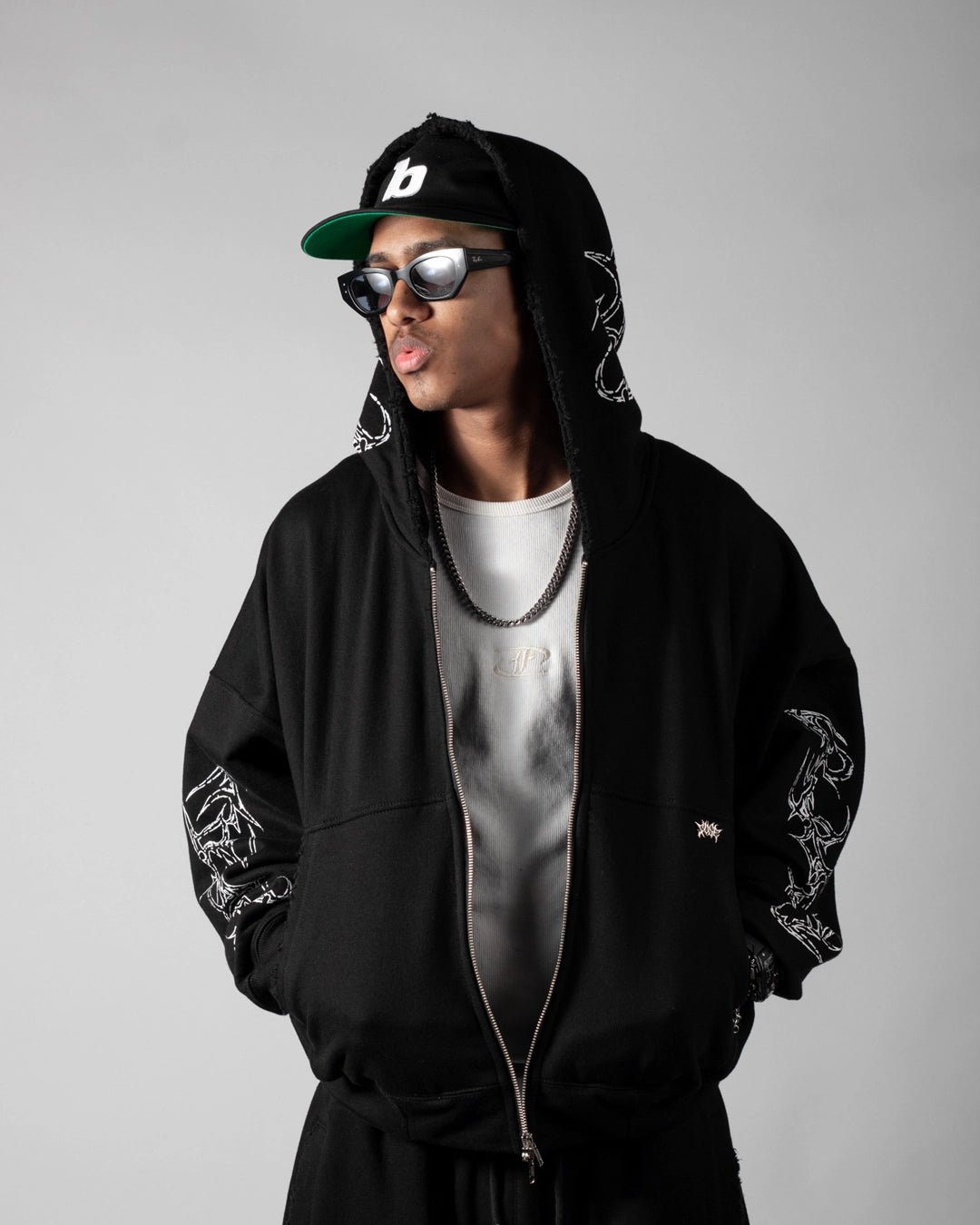 Zip Hoodie Scarline Black