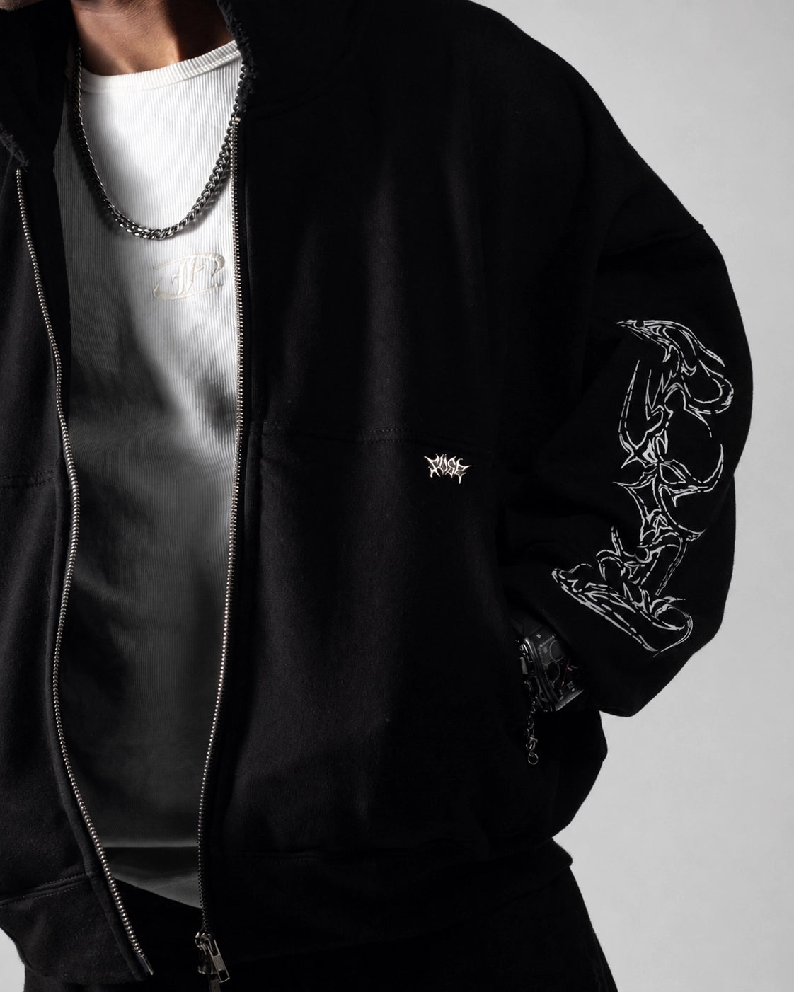 Zip Hoodie Scarline Black
