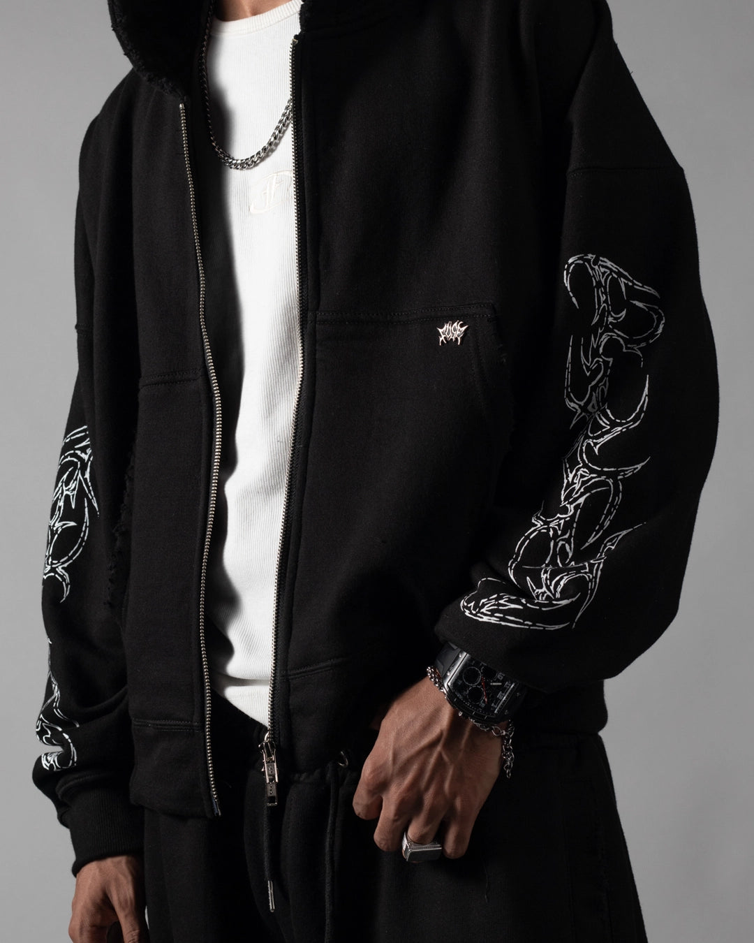 Zip Hoodie Scarline Black