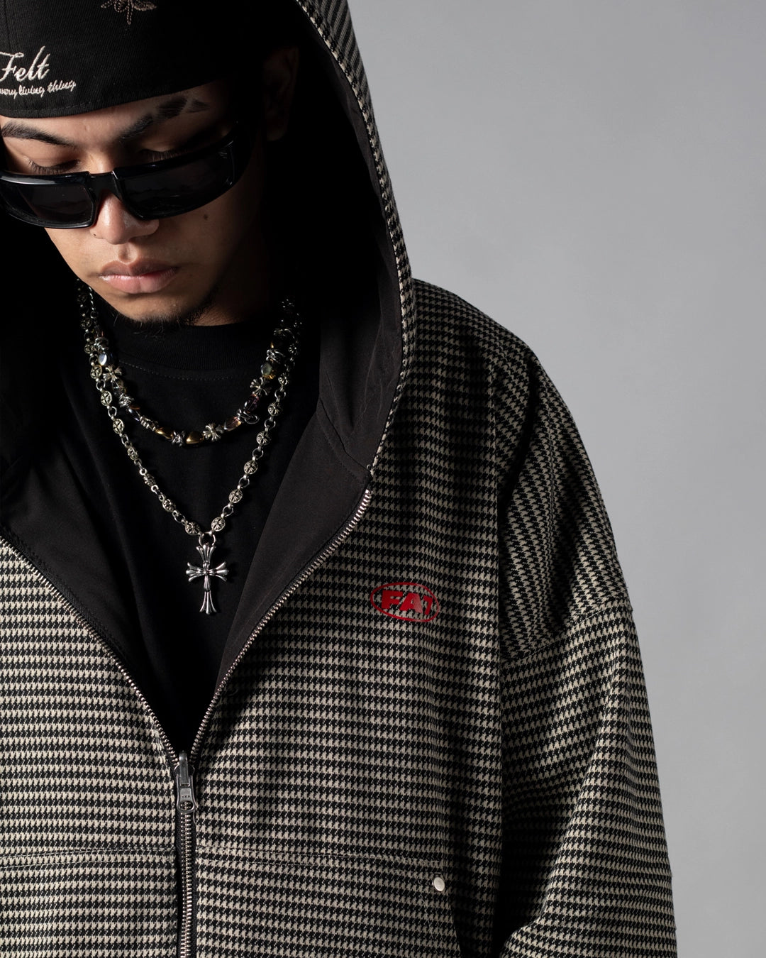 Reversible Jacket Twoface Black Houndstooth
