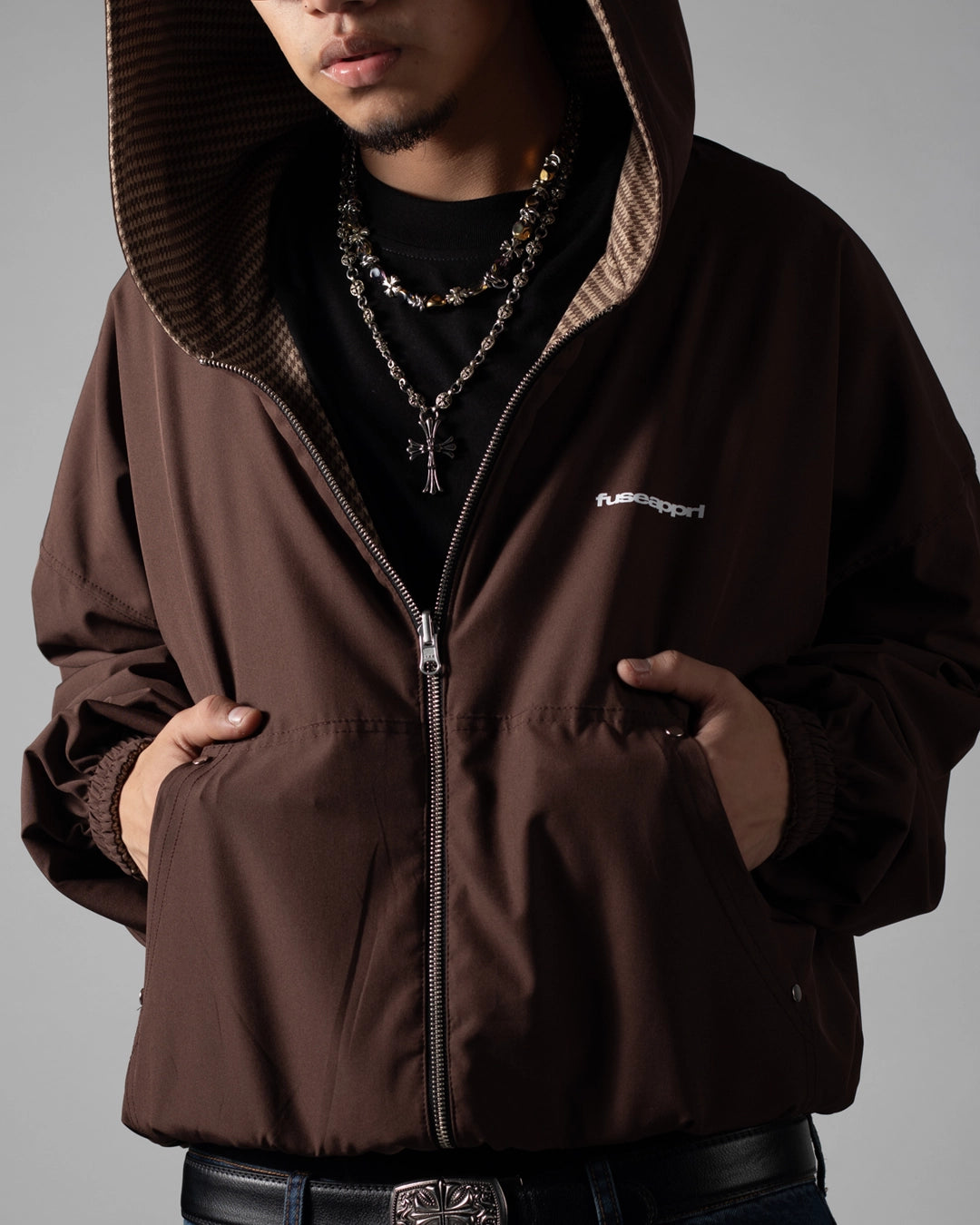 Reversible Jacket Twoface Brown  Houndstooth