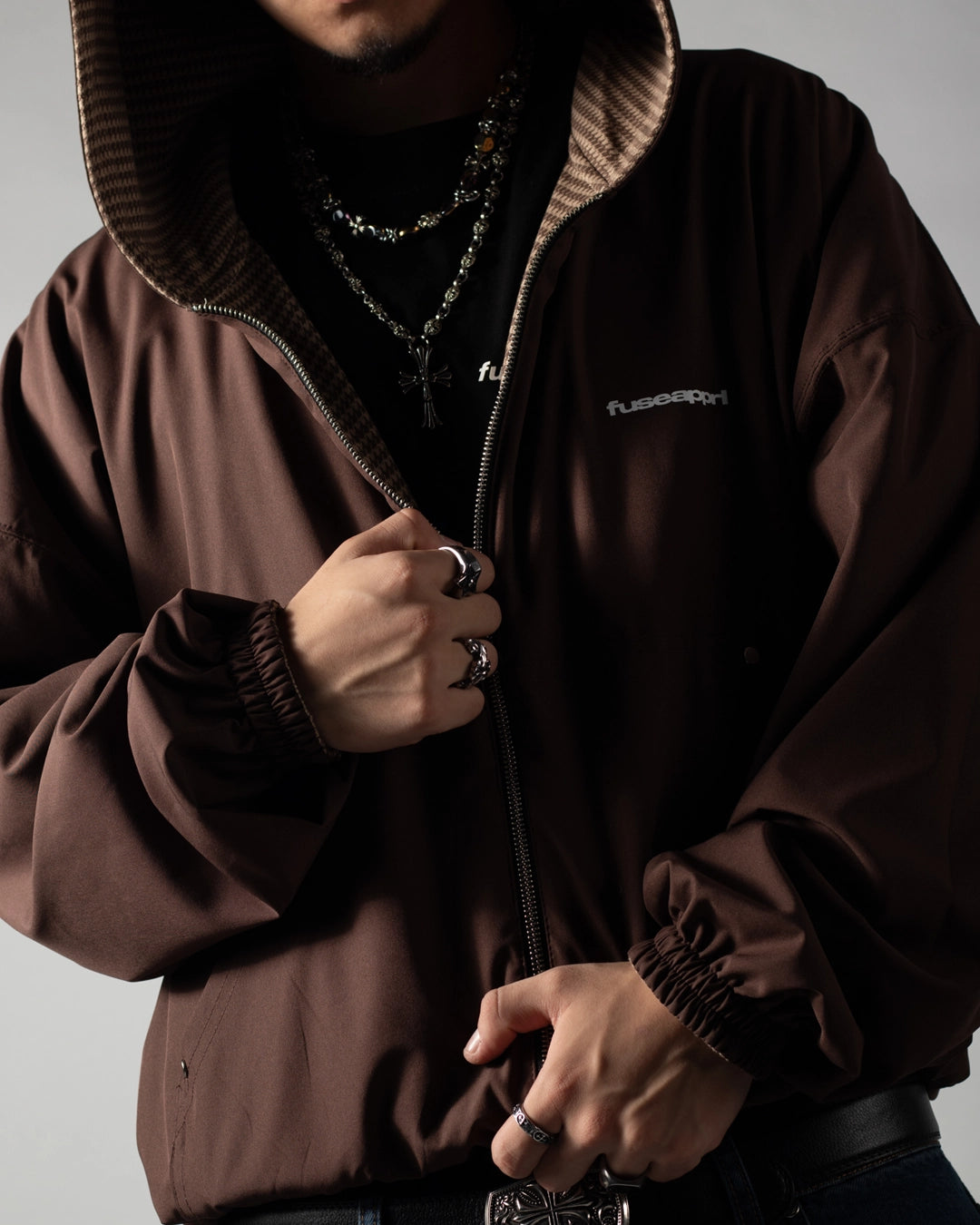 Reversible Jacket Twoface Brown  Houndstooth