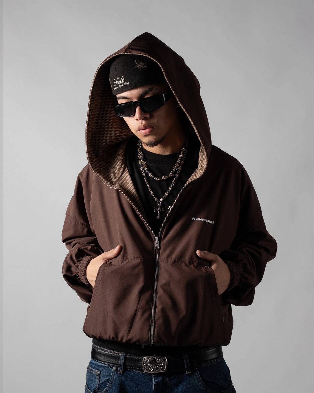 Reversible Jacket Twoface Brown  Houndstooth