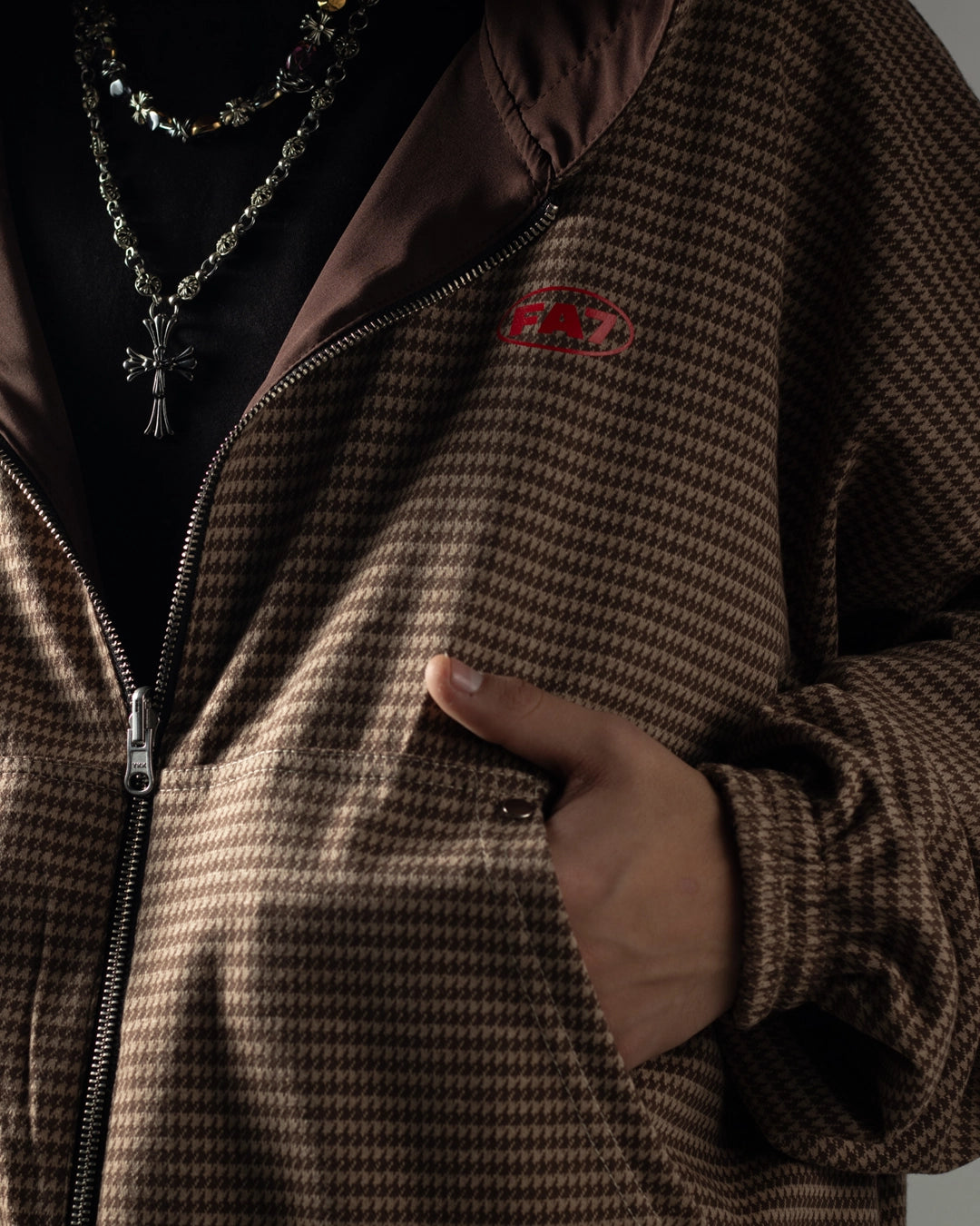 Reversible Jacket Twoface Brown  Houndstooth
