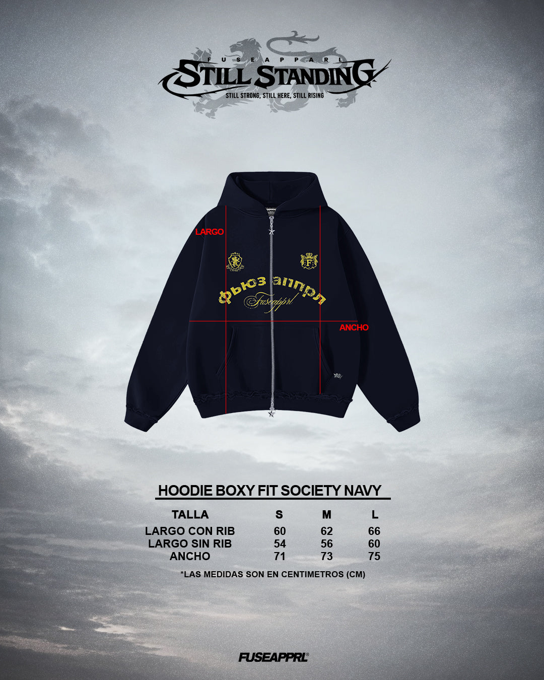 Hoodie Boxy Fit Society Navy
