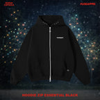 Hoodie Zip Essential Black