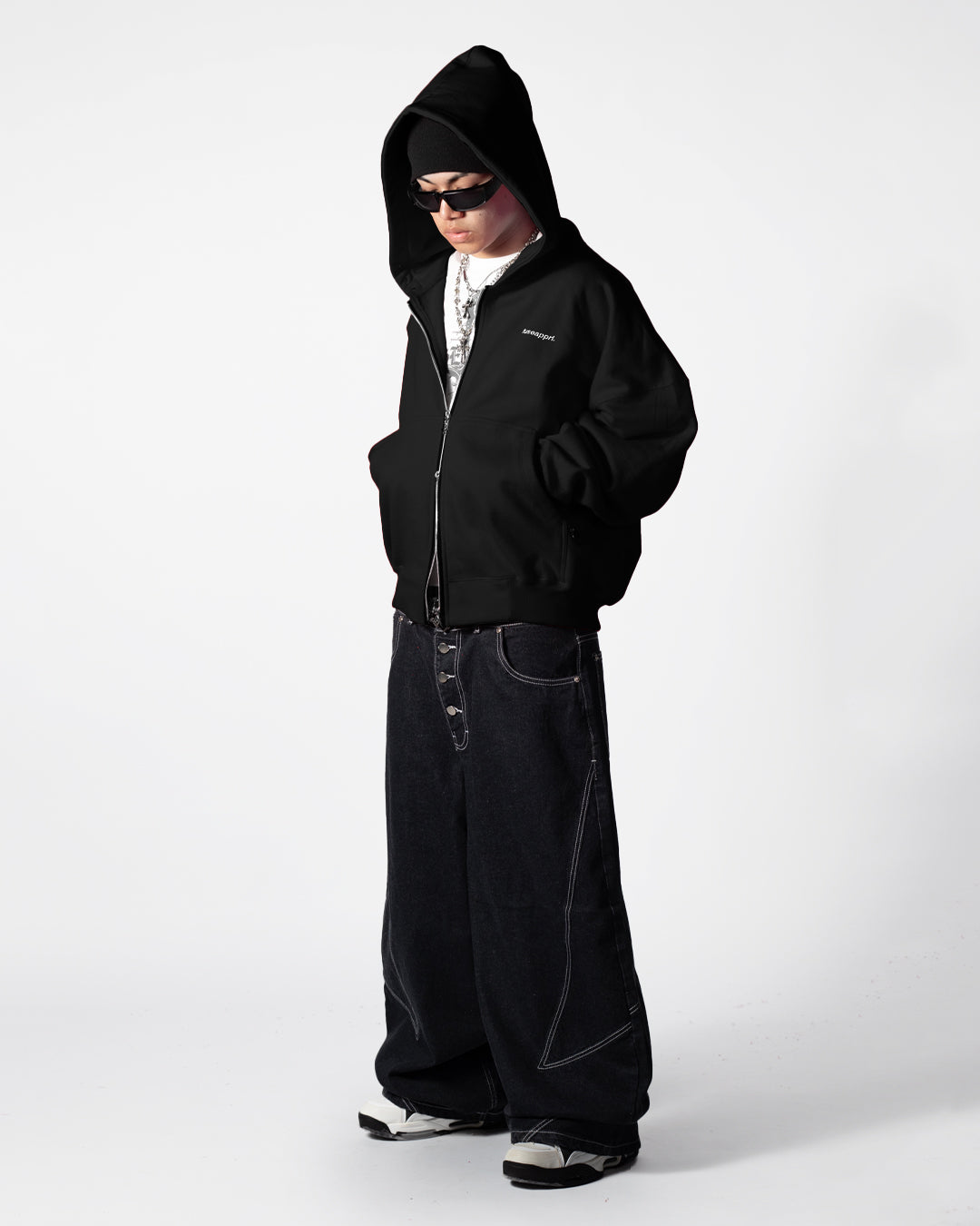 Hoodie Zip Essential Black