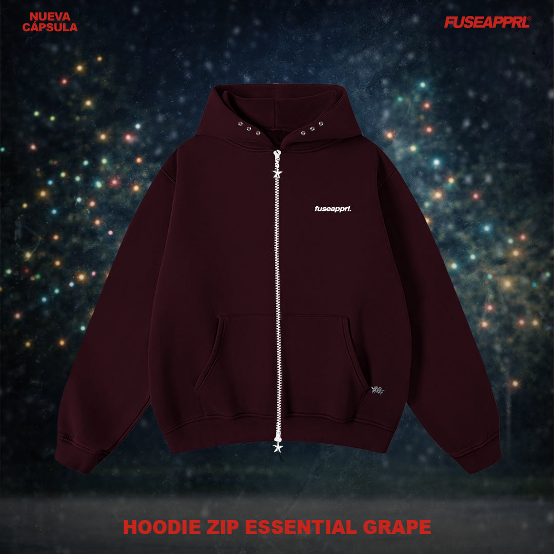 Hoodie Zip Essential Grape