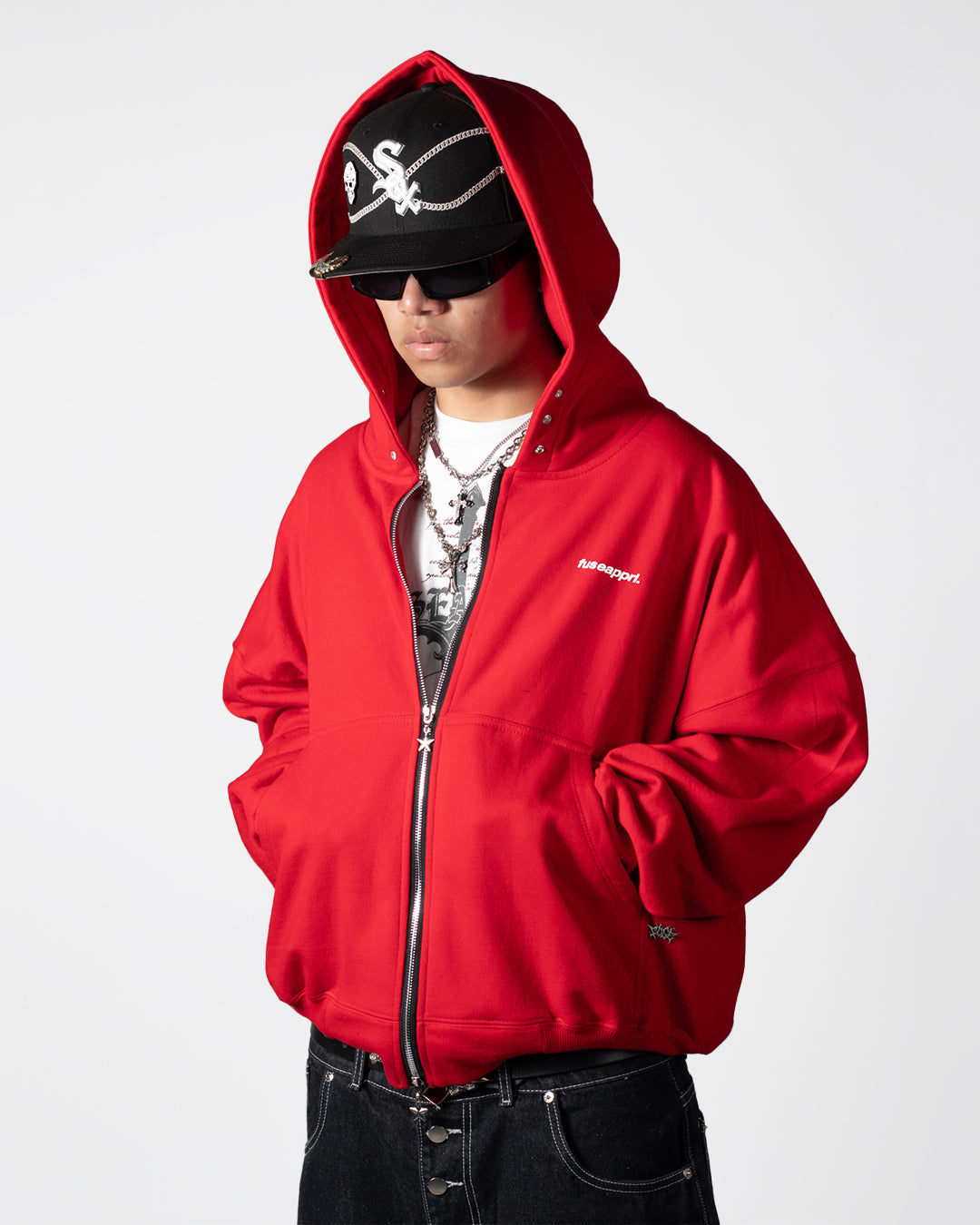 Hoodie Zip Essential Red