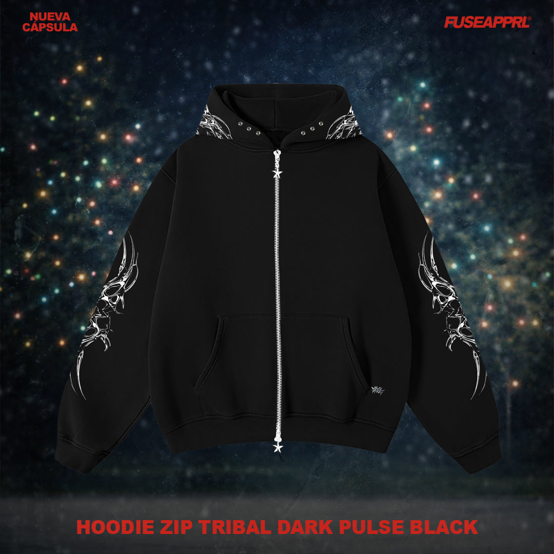 Hoodie Zip Tribal Dark Pulse Black