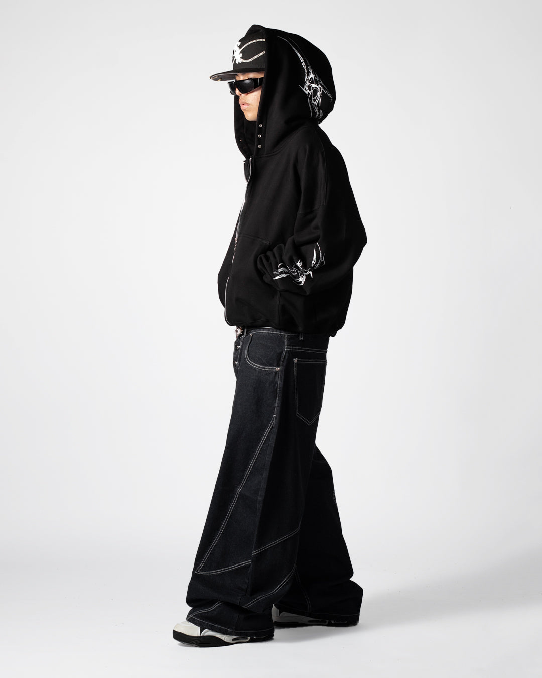 Hoodie Zip Tribal Dark Pulse Black