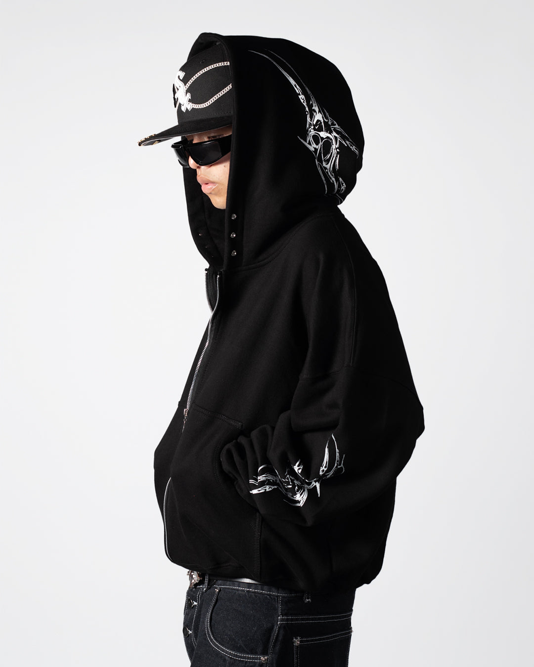 Hoodie Zip Tribal Dark Pulse Black