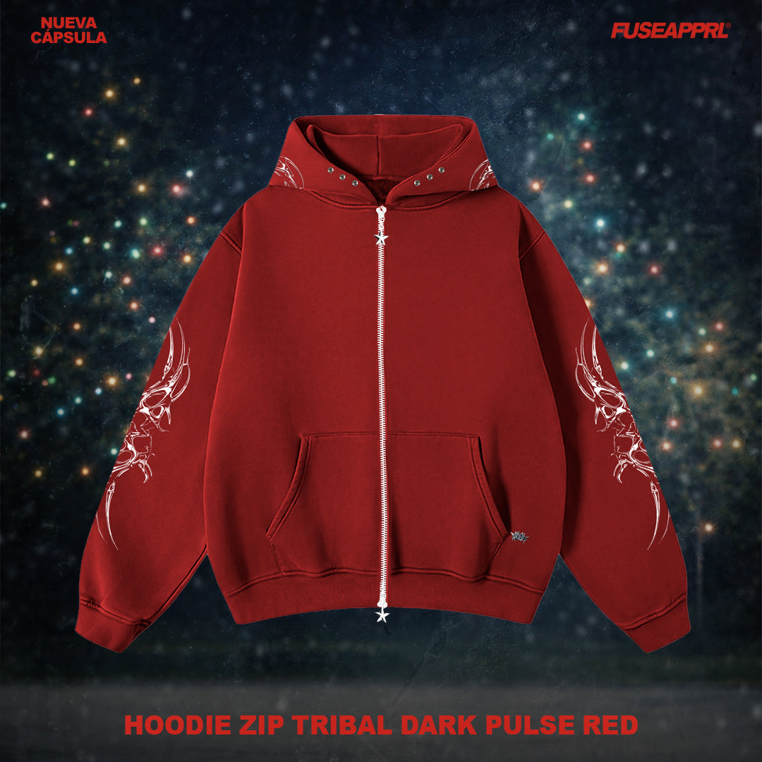 Hoodie Zip Tribal Dark Pulse Red