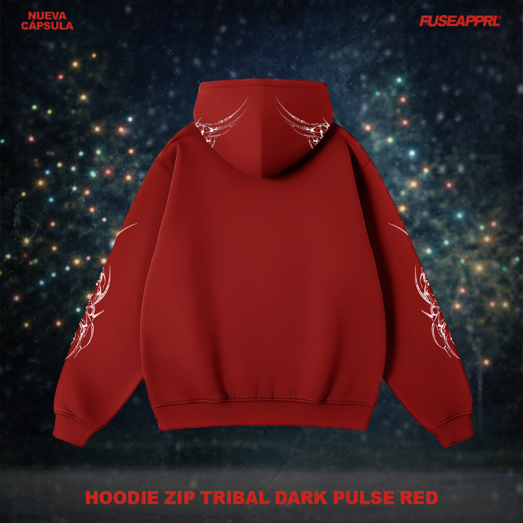 Hoodie Zip Tribal Dark Pulse Red