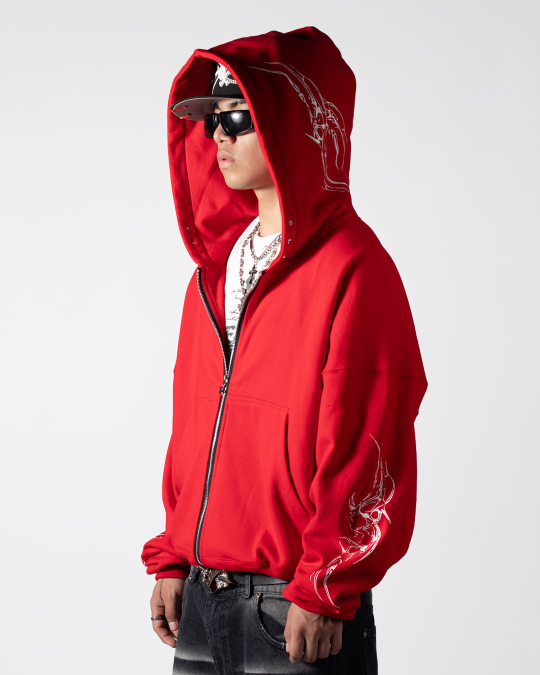 Hoodie Zip Tribal Dark Pulse Red