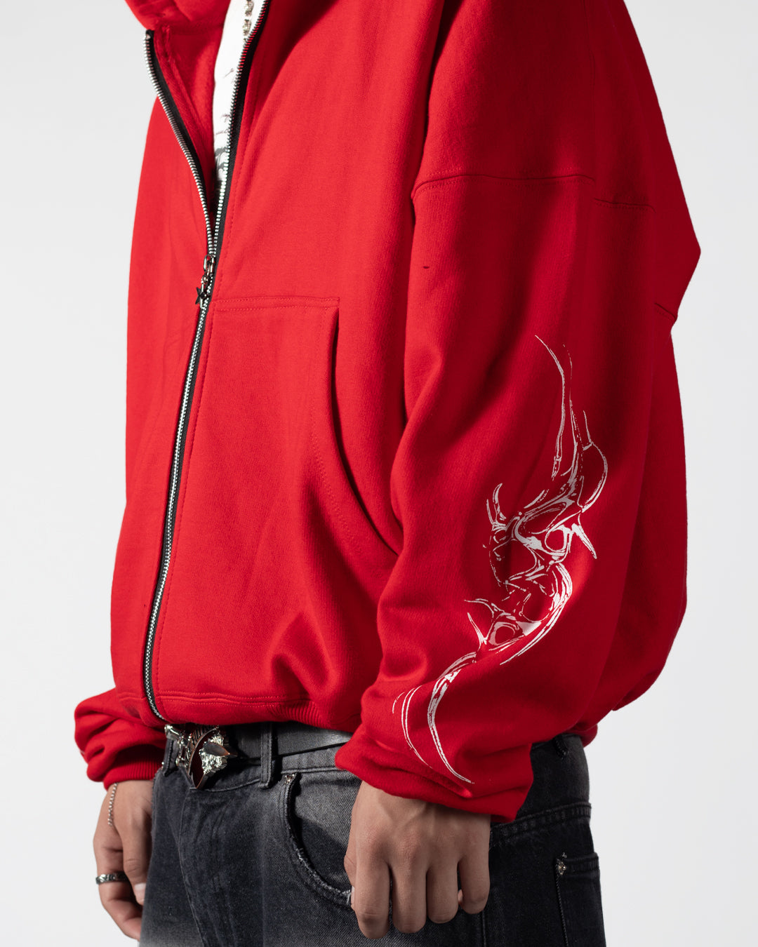Hoodie Zip Tribal Dark Pulse Red