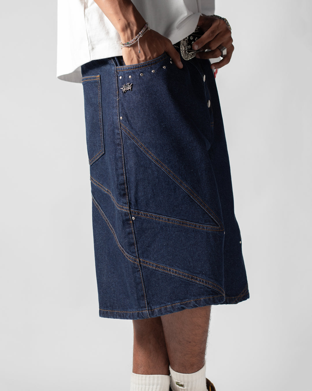 Jort raw denim cut blue