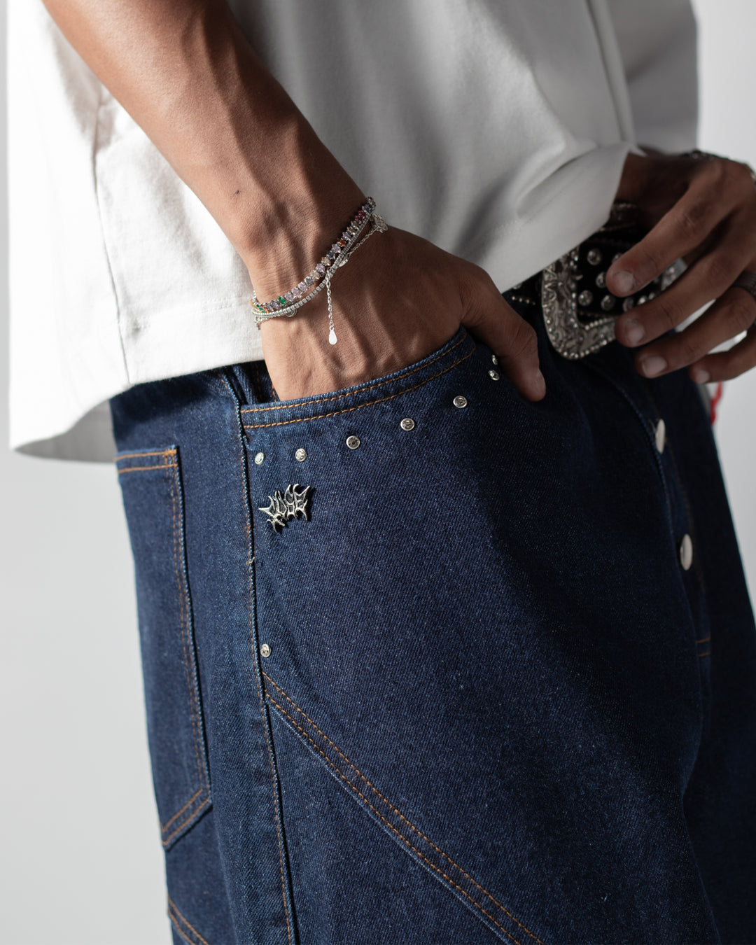 Jort raw denim cut blue