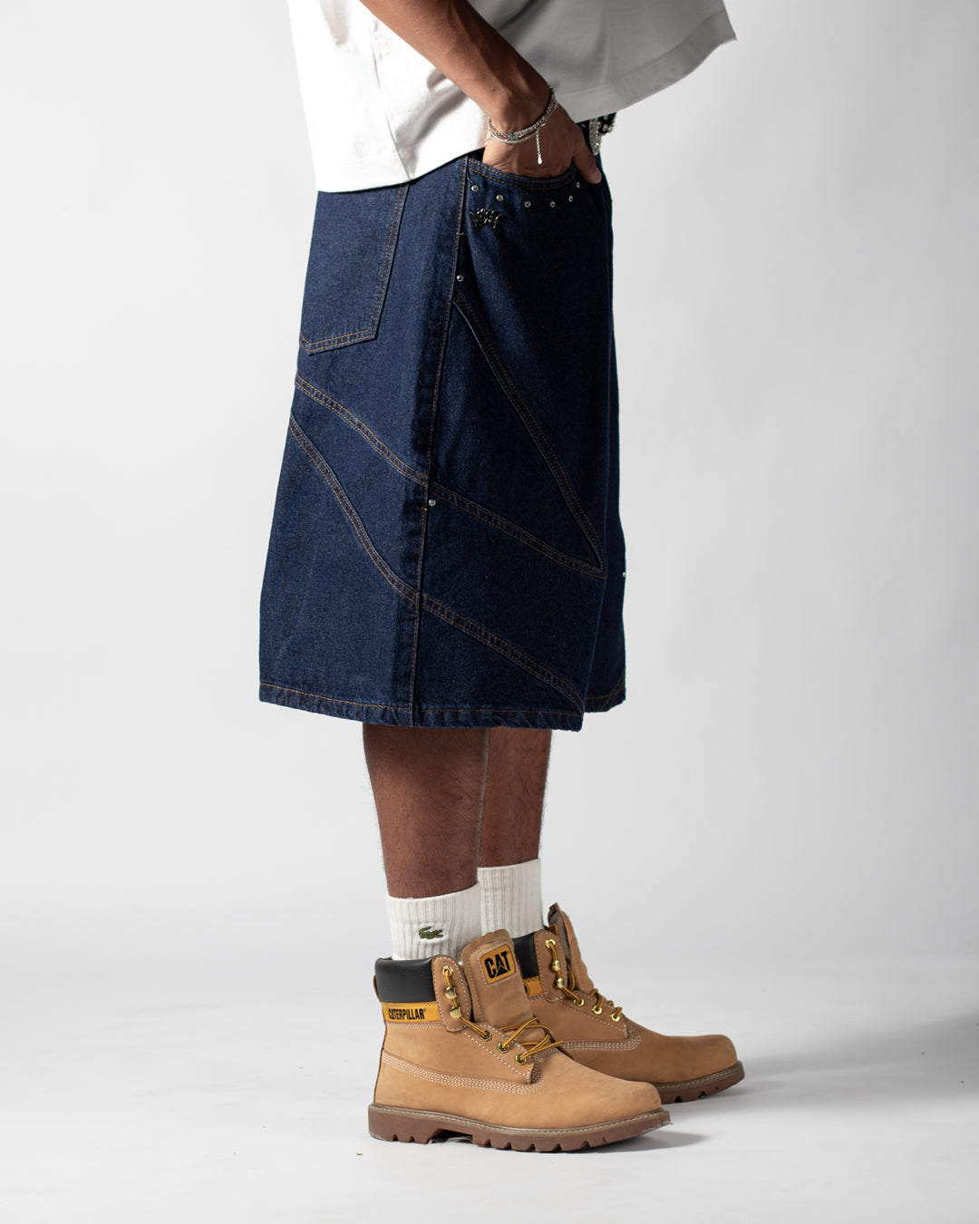 Jort raw denim cut blue