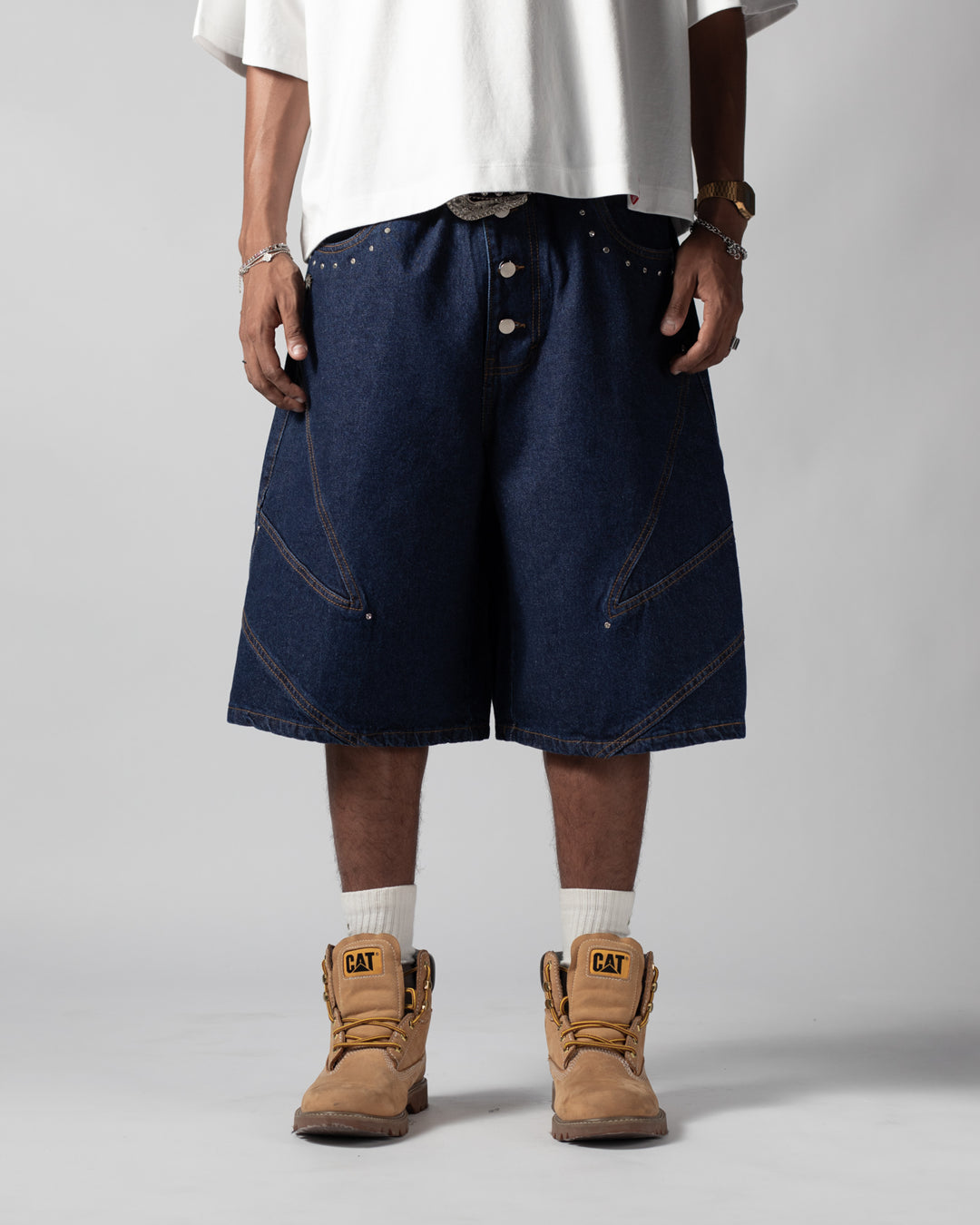 Jort raw denim cut blue