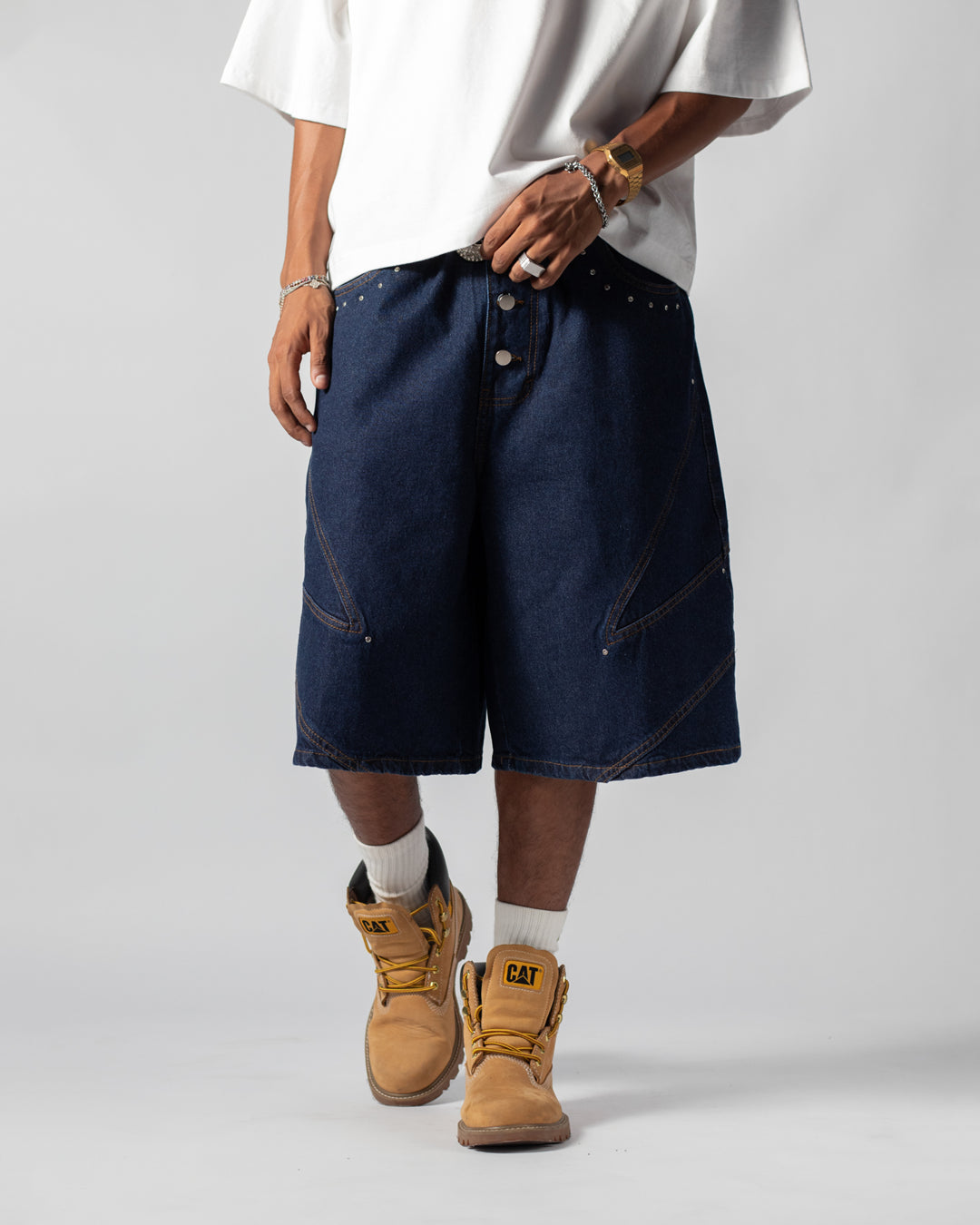 Jort raw denim cut blue