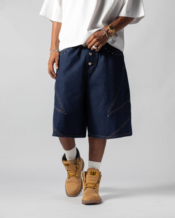 Jort raw denim cut blue
