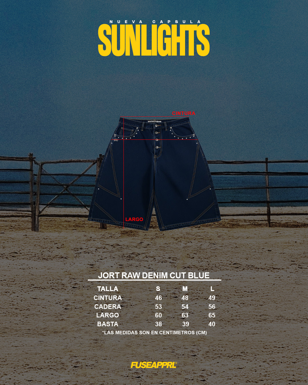 Jort raw denim cut blue