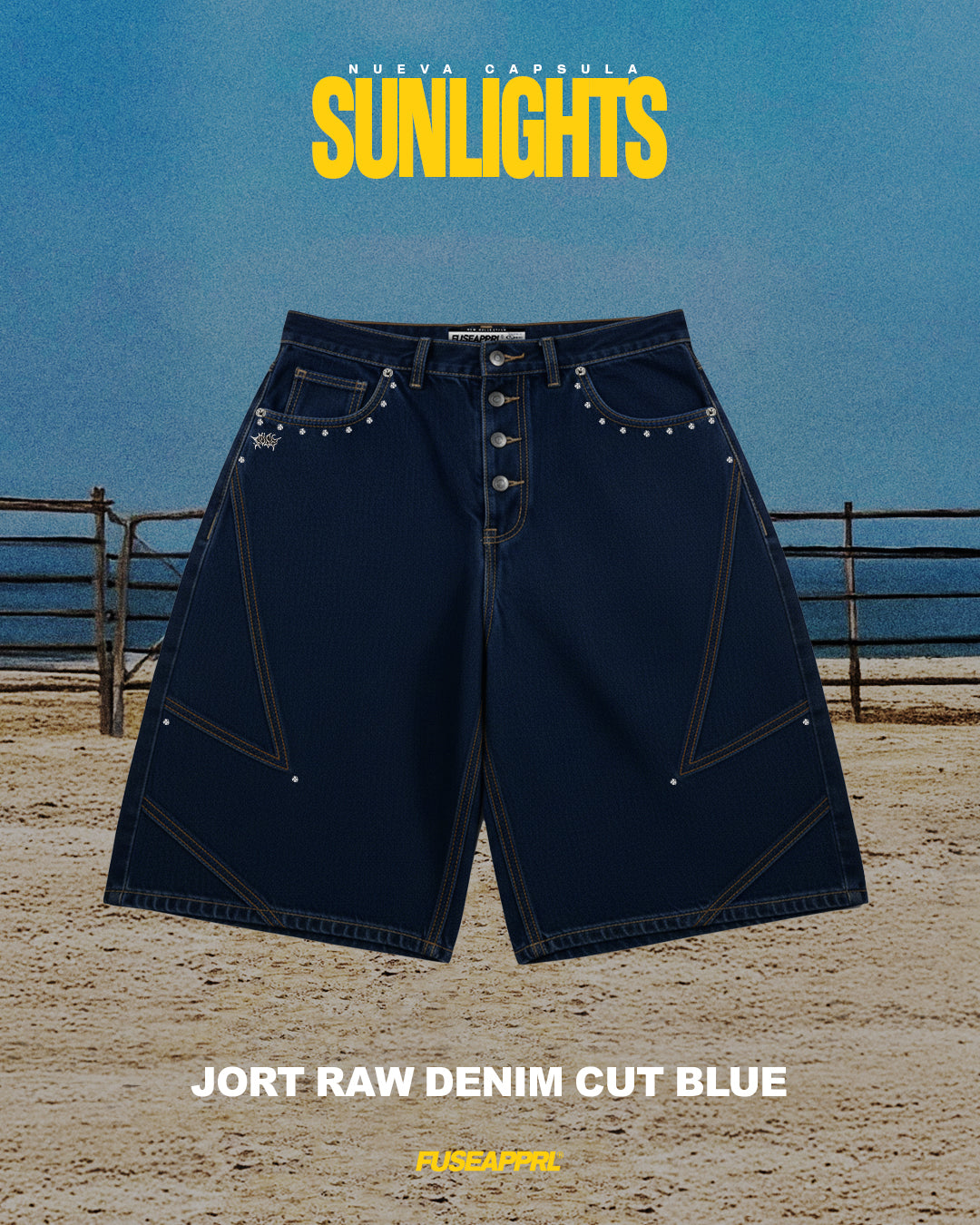 Jort raw denim cut blue