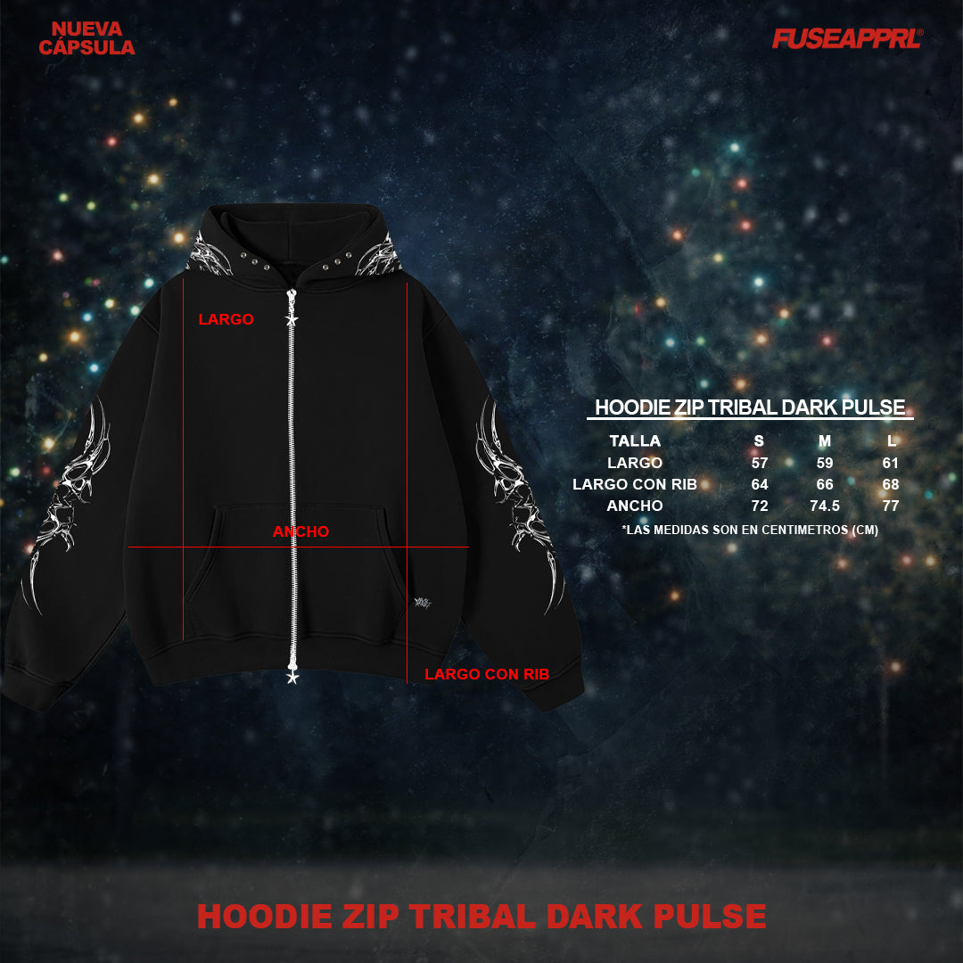 Hoodie Zip Tribal Dark Pulse Red