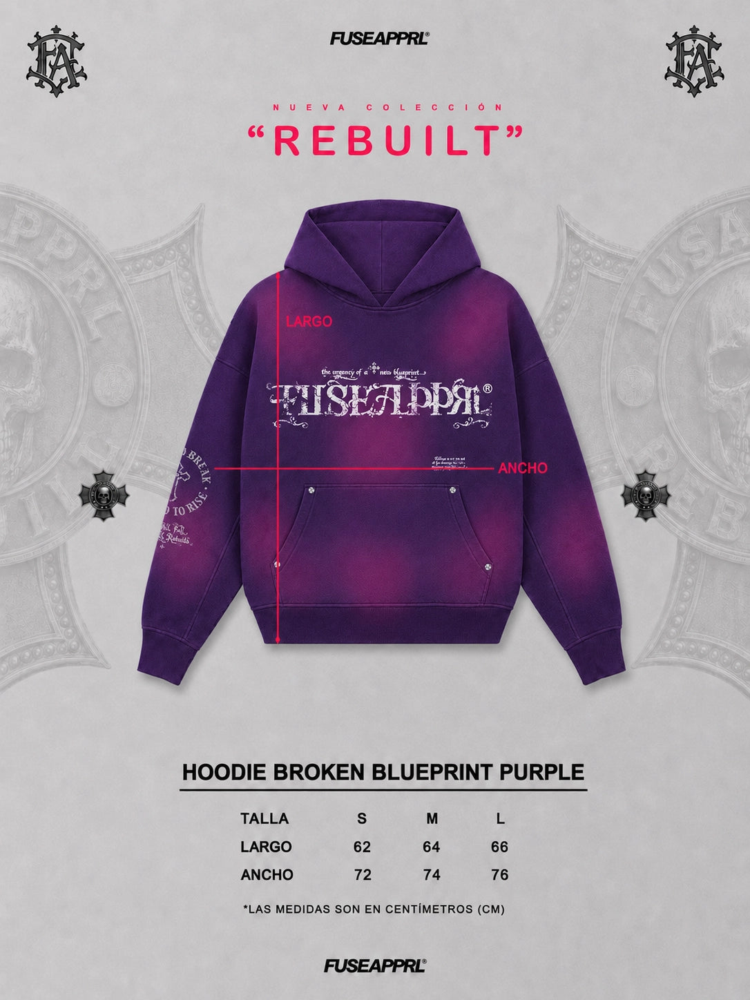 Hoodie Broken Blueprint Purple