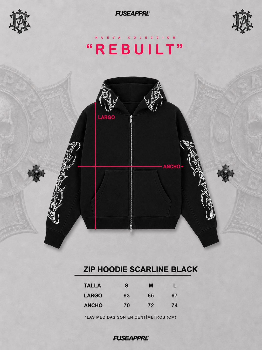 Zip Hoodie Scarline Black