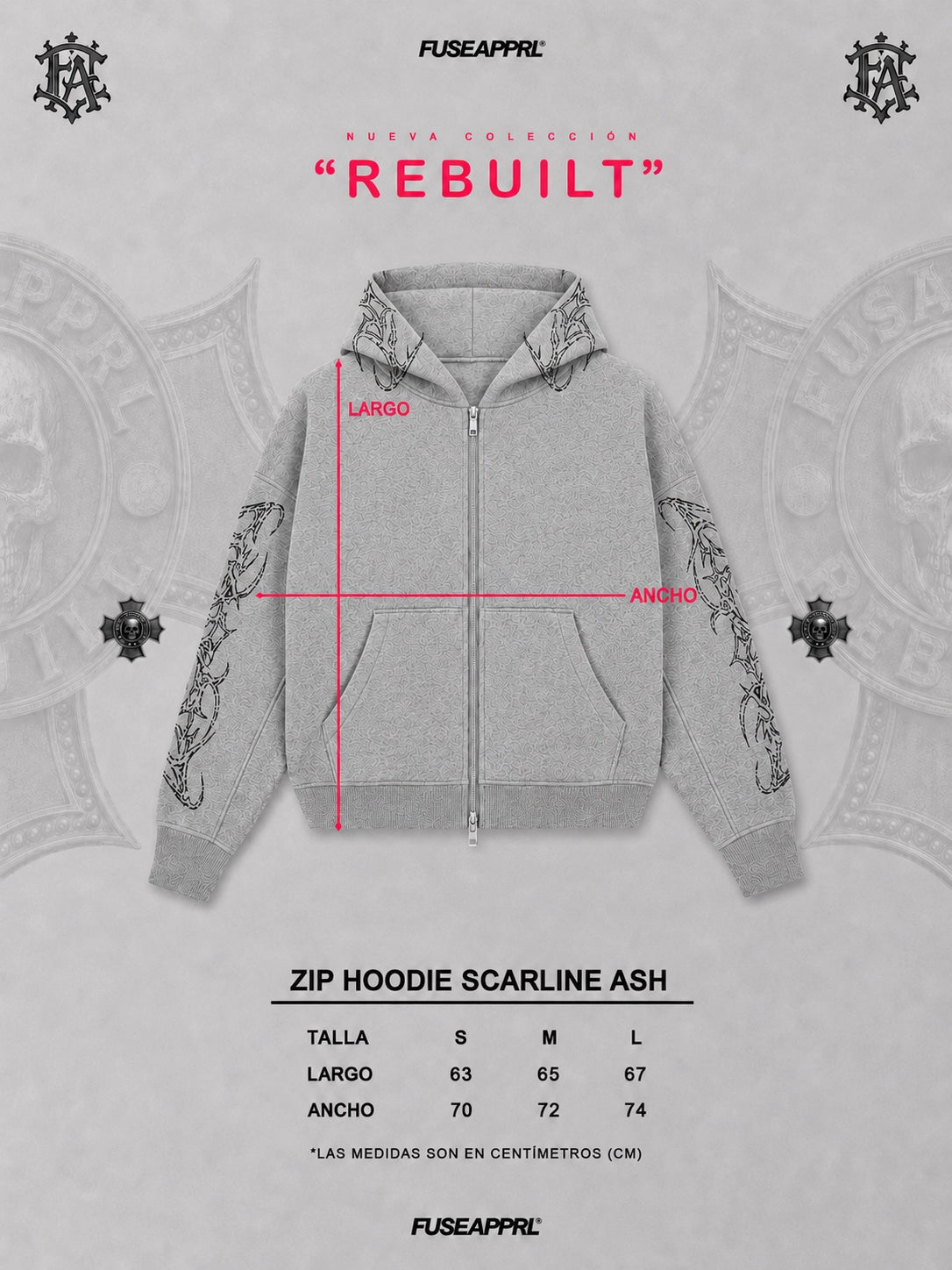 Zip Hoodie Scarline Ash