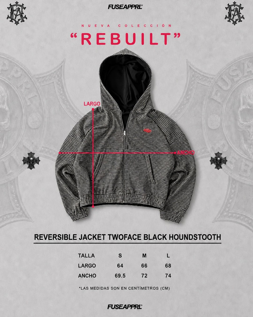 Reversible Jacket Twoface Black Houndstooth