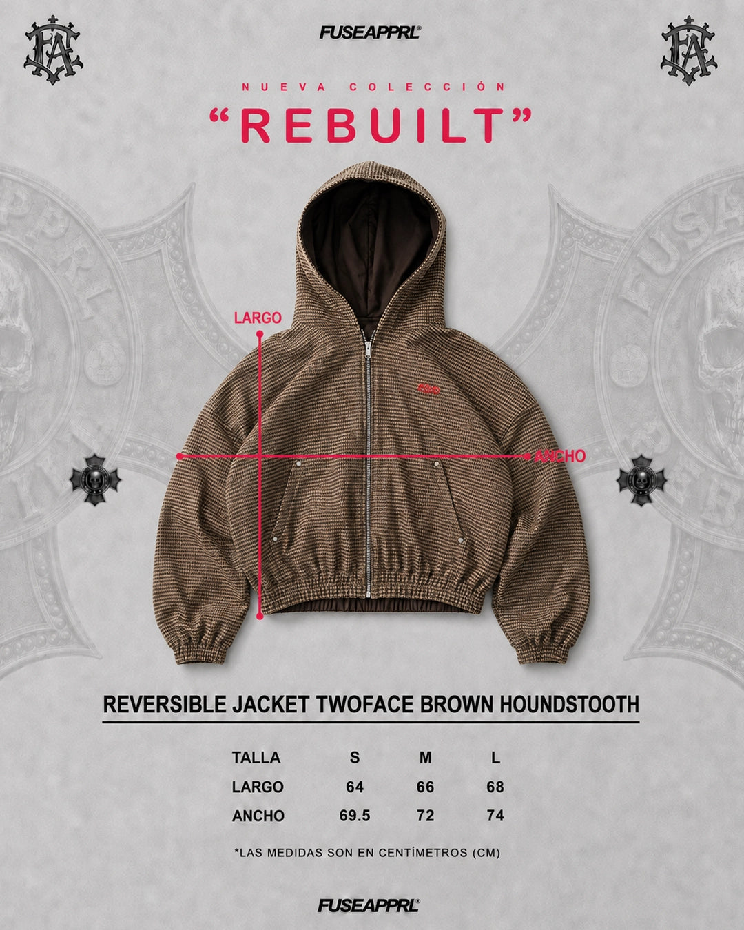 Reversible Jacket Twoface Brown  Houndstooth
