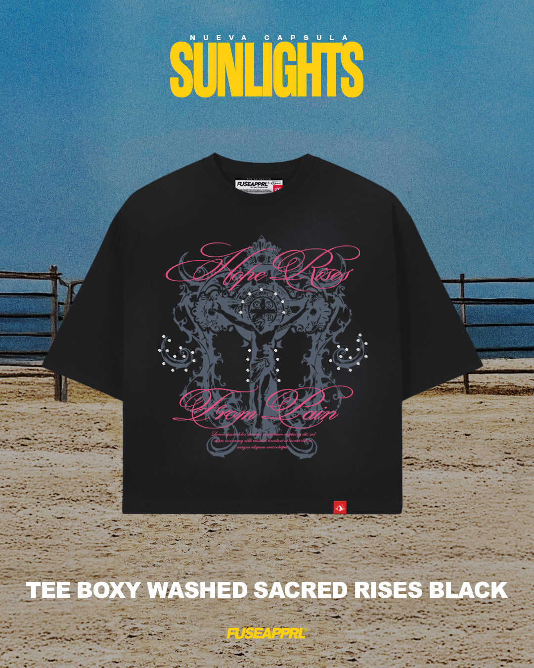 Tee boxy washed sacred rises black
