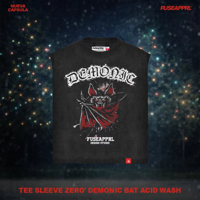 Tee Sleeve Zero' Demonic Bat Acid Wash